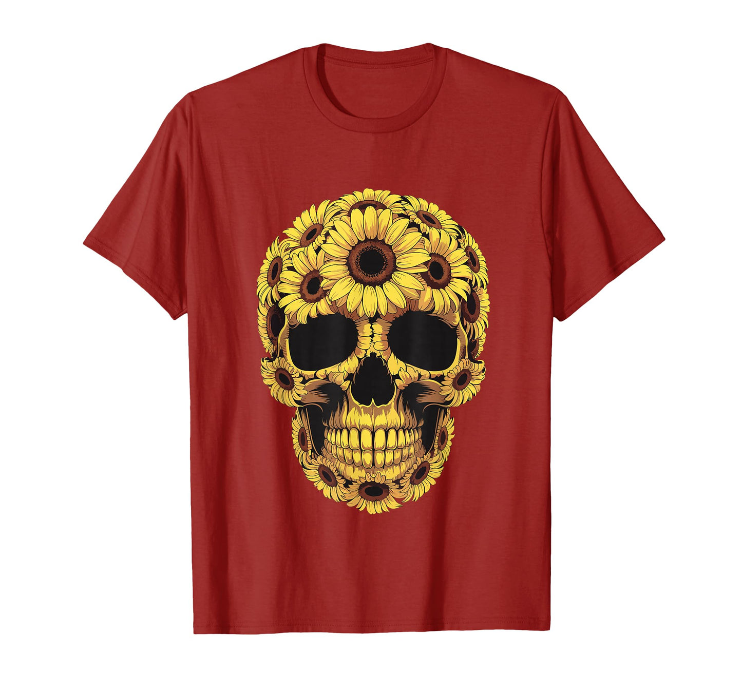 Skull Skeleton Sunflower Lazy Halloween Costume T-Shirt