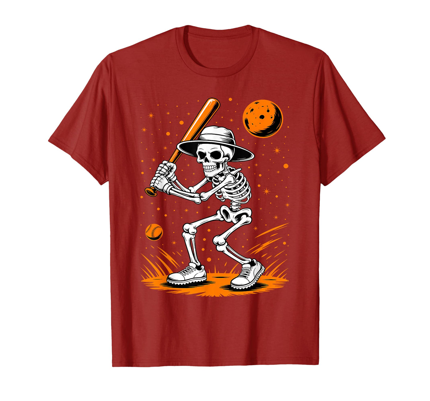 Skeleton Baseball Player Halloween Costume Sport Men Boys T-Shirt