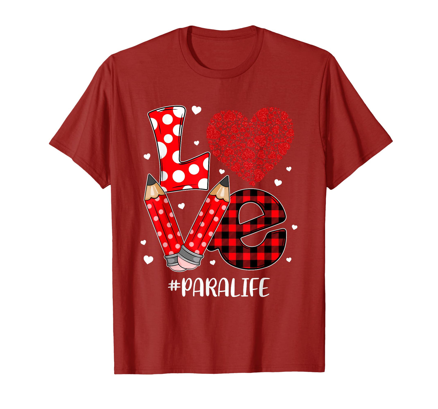 Funny Plaid Heart LOVE Para Life Valentine Day Christmas T-Shirt