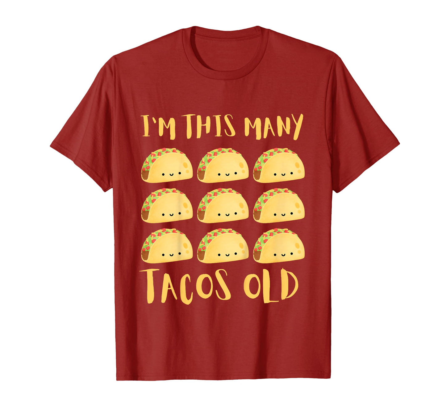 Kids I'm This Many Tacos Old - 9th Birthday 9 Years Old Bday T-Shirt