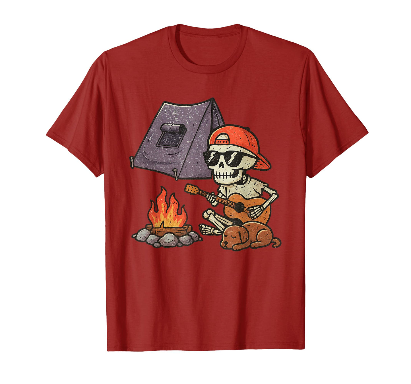 Vintage Halloween Skeleton Camping Funny Spooky Costume T-Shirt