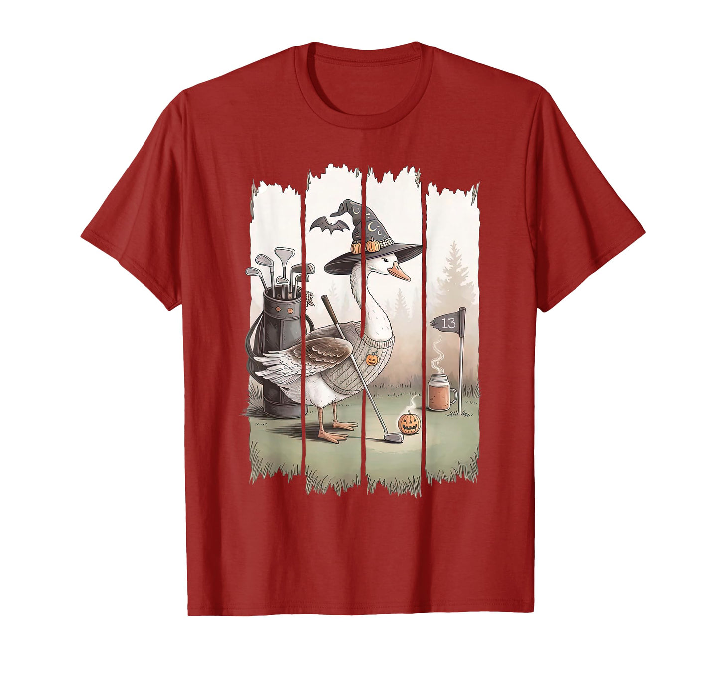 Silly Goose Spooky Golf Swing Halloween Golfer Skeleton Men T-Shirt