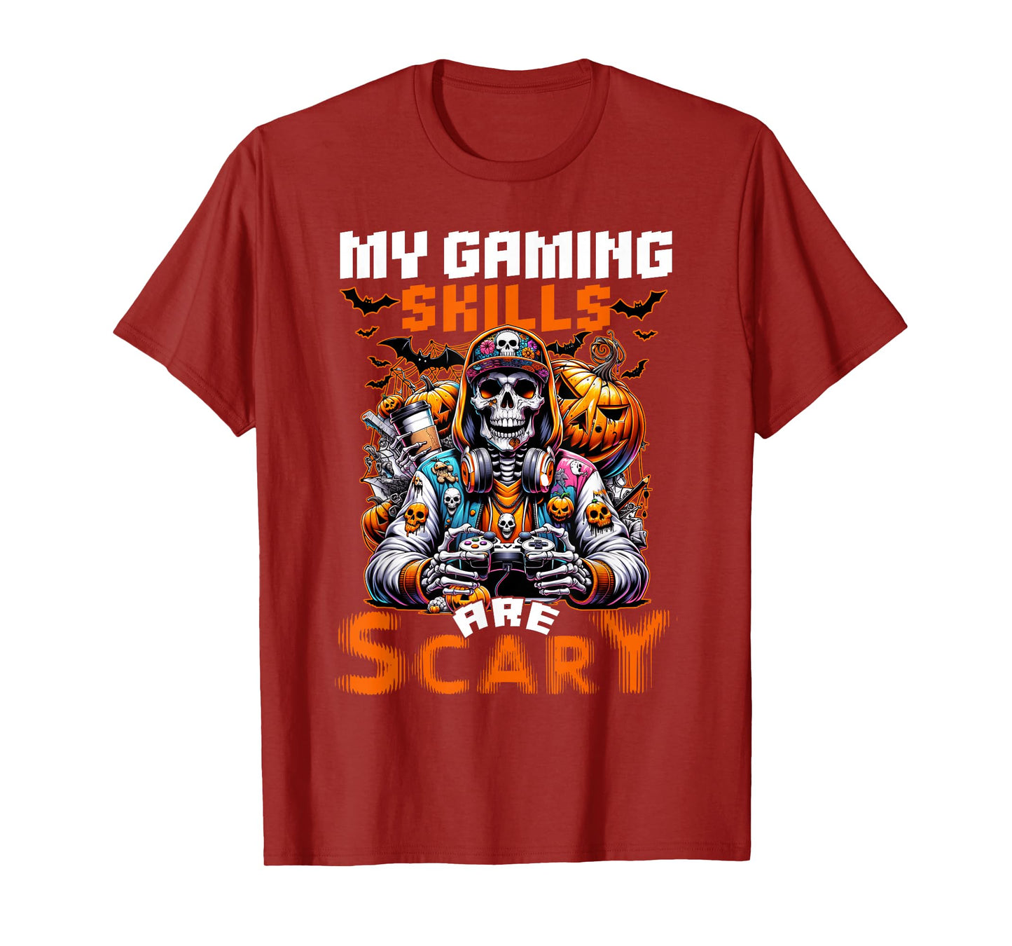 My Gaming Skills are Scary Halloween Gamer Boys Kids T-Shirt