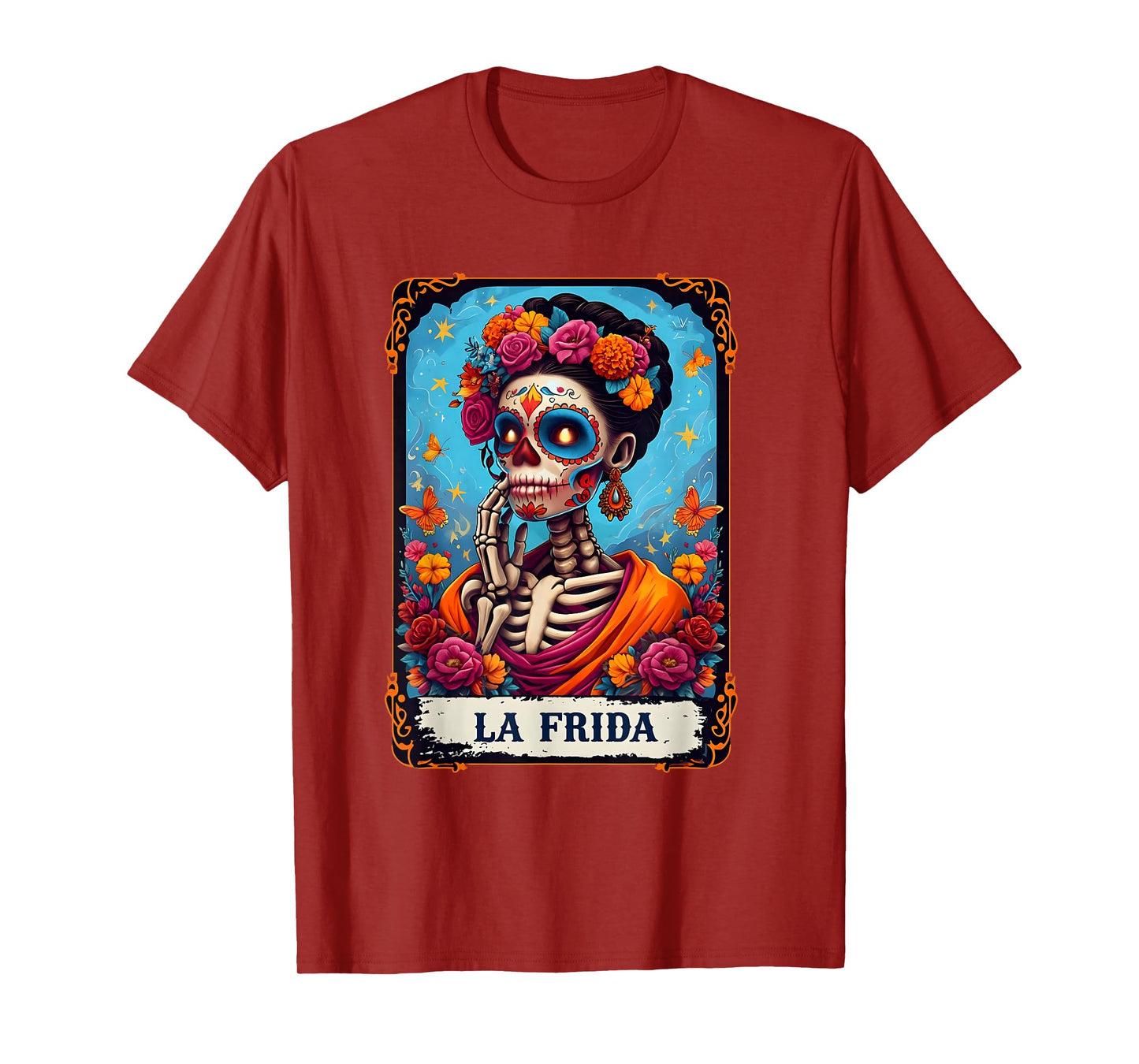 La Frida Tarot Card Day of The Dead Skeleton Sugar Skull T-Shirt