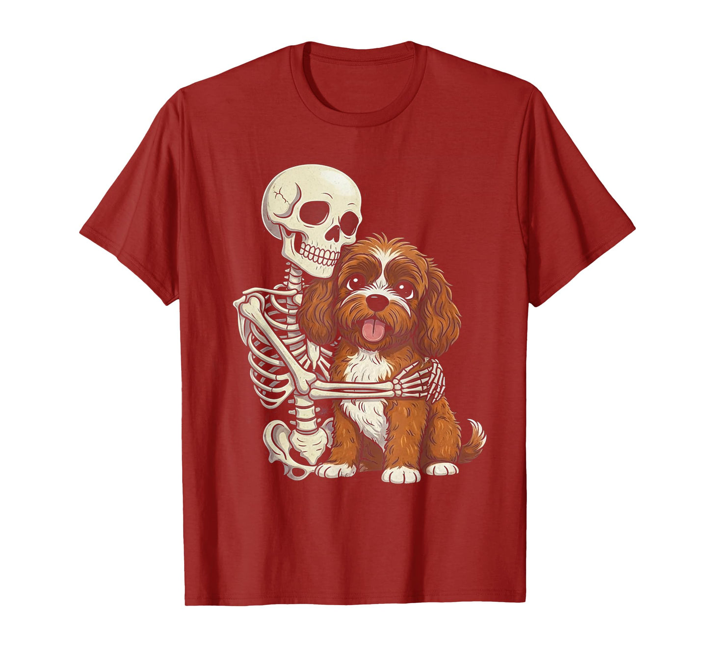 Skeleton Hugging Cavapoo Cockapoo Halloween Lover Mom Dad T-Shirt