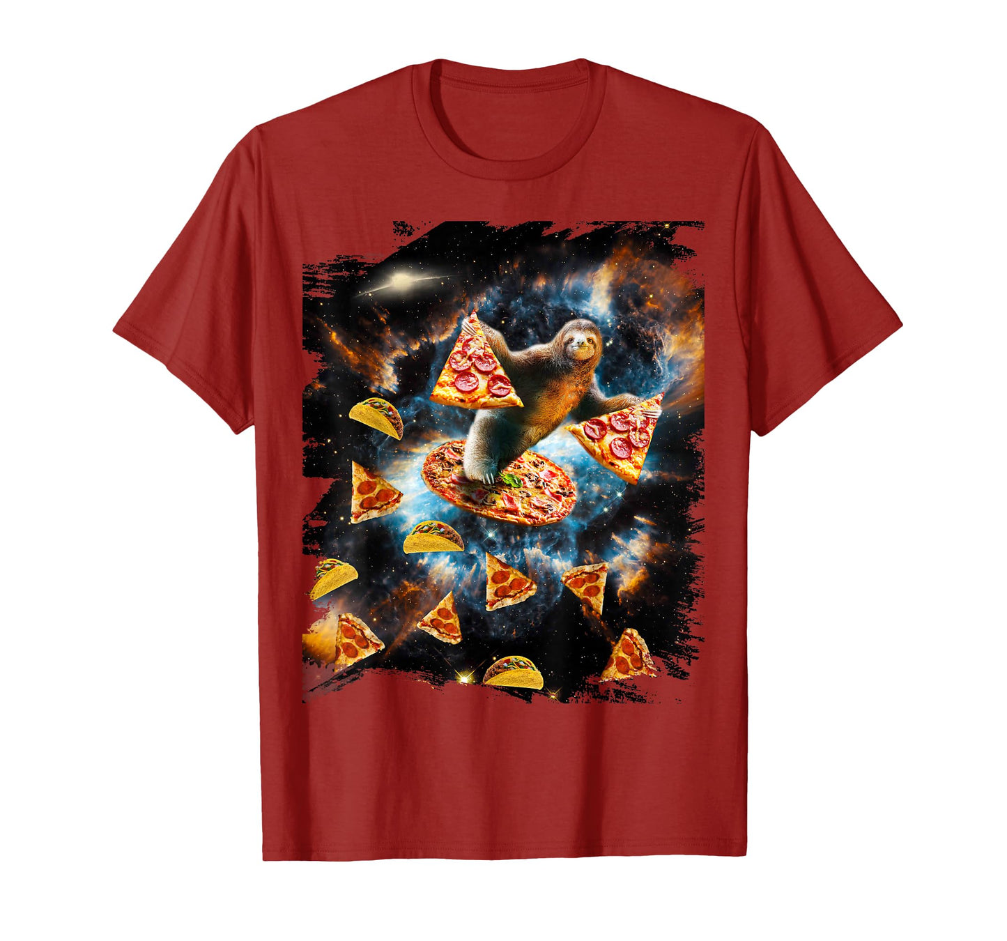 Galaxy Sloth Eating Pizza Taco In Space T-Shirt