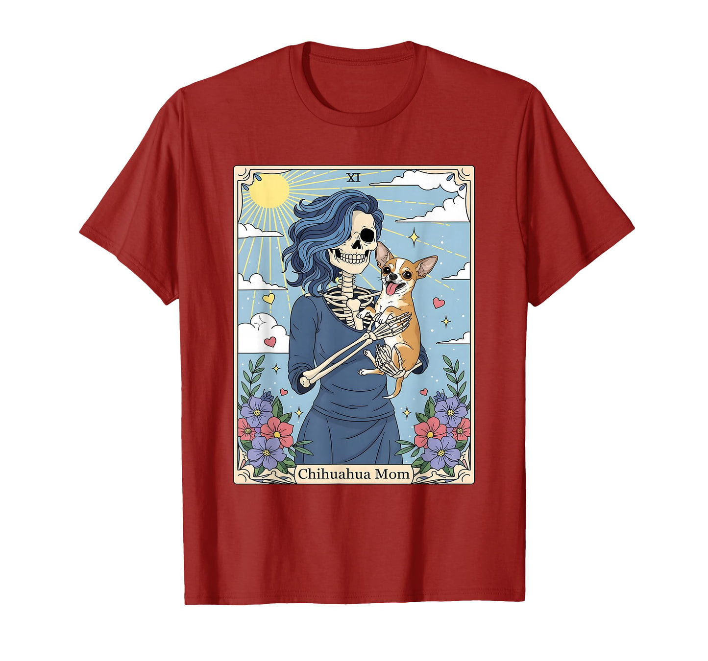 Chihuahua Dog Tarot Card Halloween Costume Skeleton T-Shirt