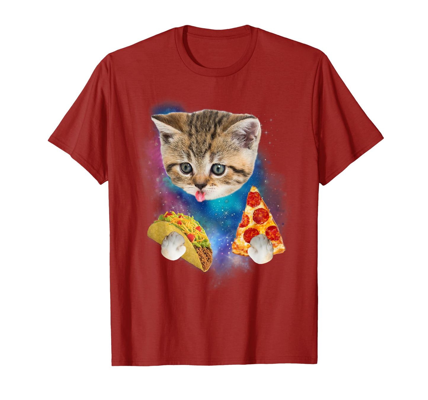 Funny Galaxy Taco Cat | Space Cat Eat Pizza and Taco T-Shirt