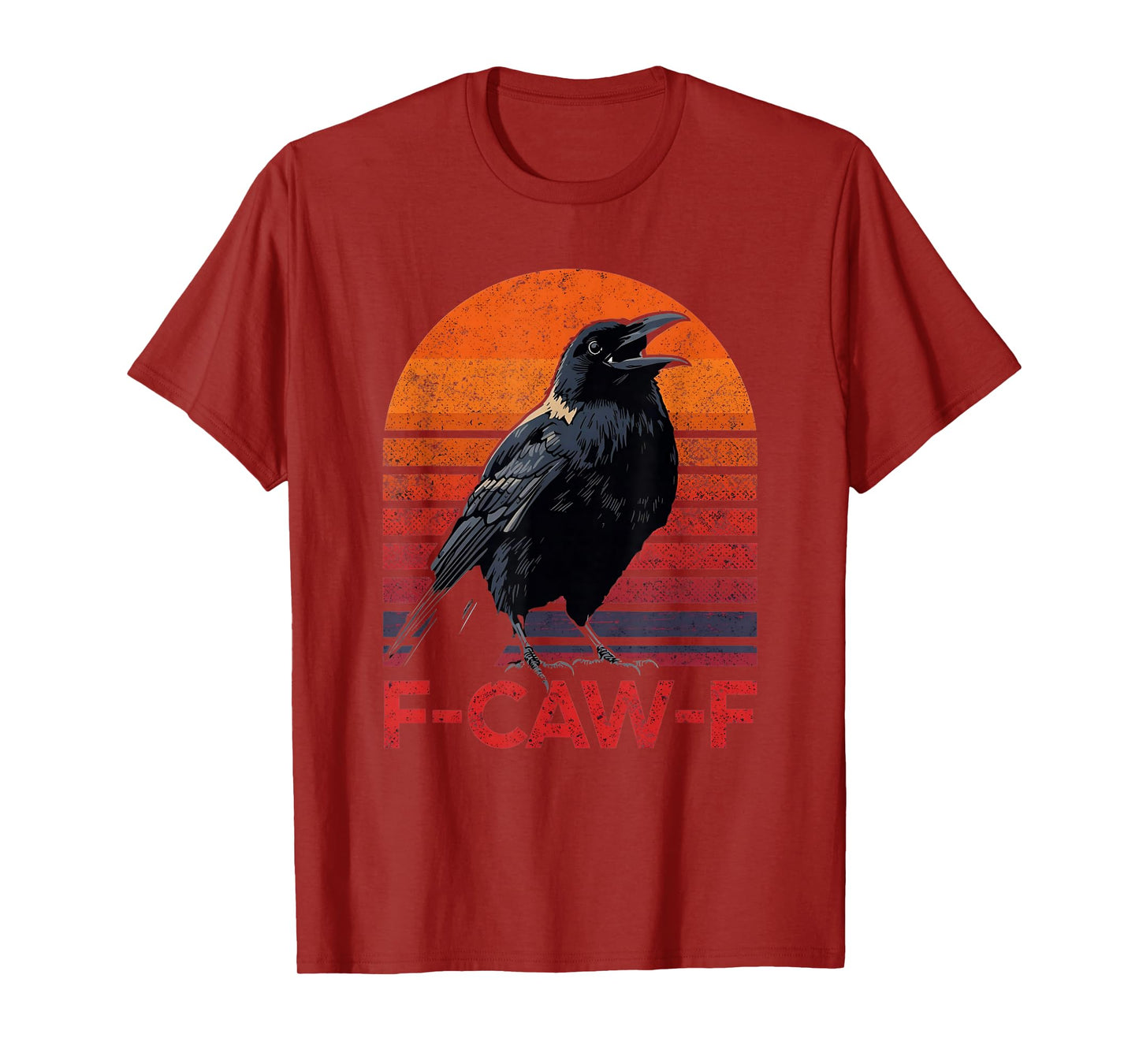 F-Caw-F Black Crow Black Bird Retro Sunset Vintage F-Caw-F T-Shirt