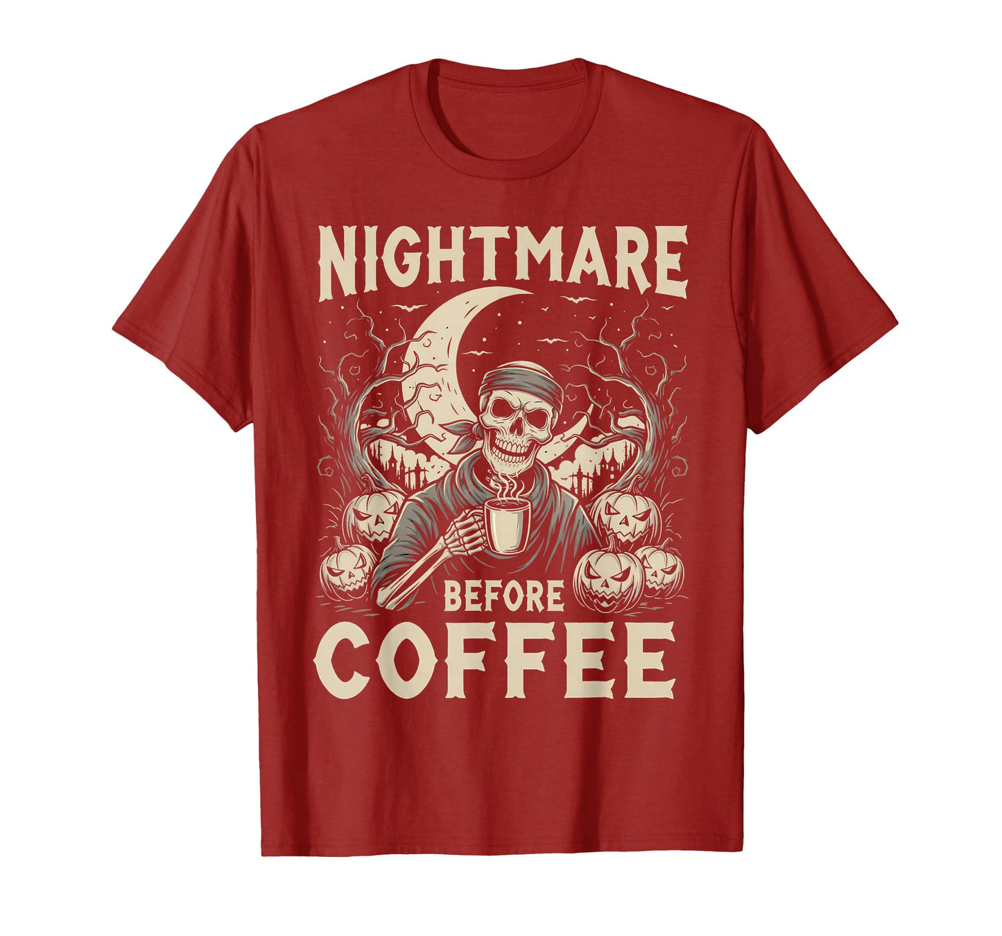 Nightmare Coffee Skeleton Pumpkin Family Matching T-Shirt