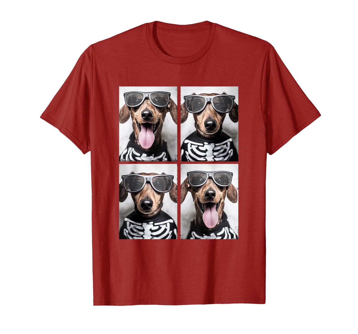 Dachshunds with Sunglasses Skeleton Costume Halloween Dogs T-Shirt