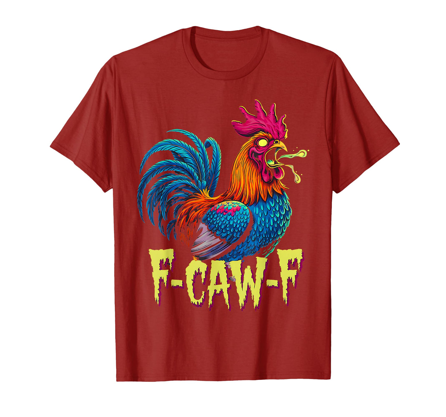 Chicken F-CAW-F Rooster Scary Farmyard Halloween Humor T-Shirt