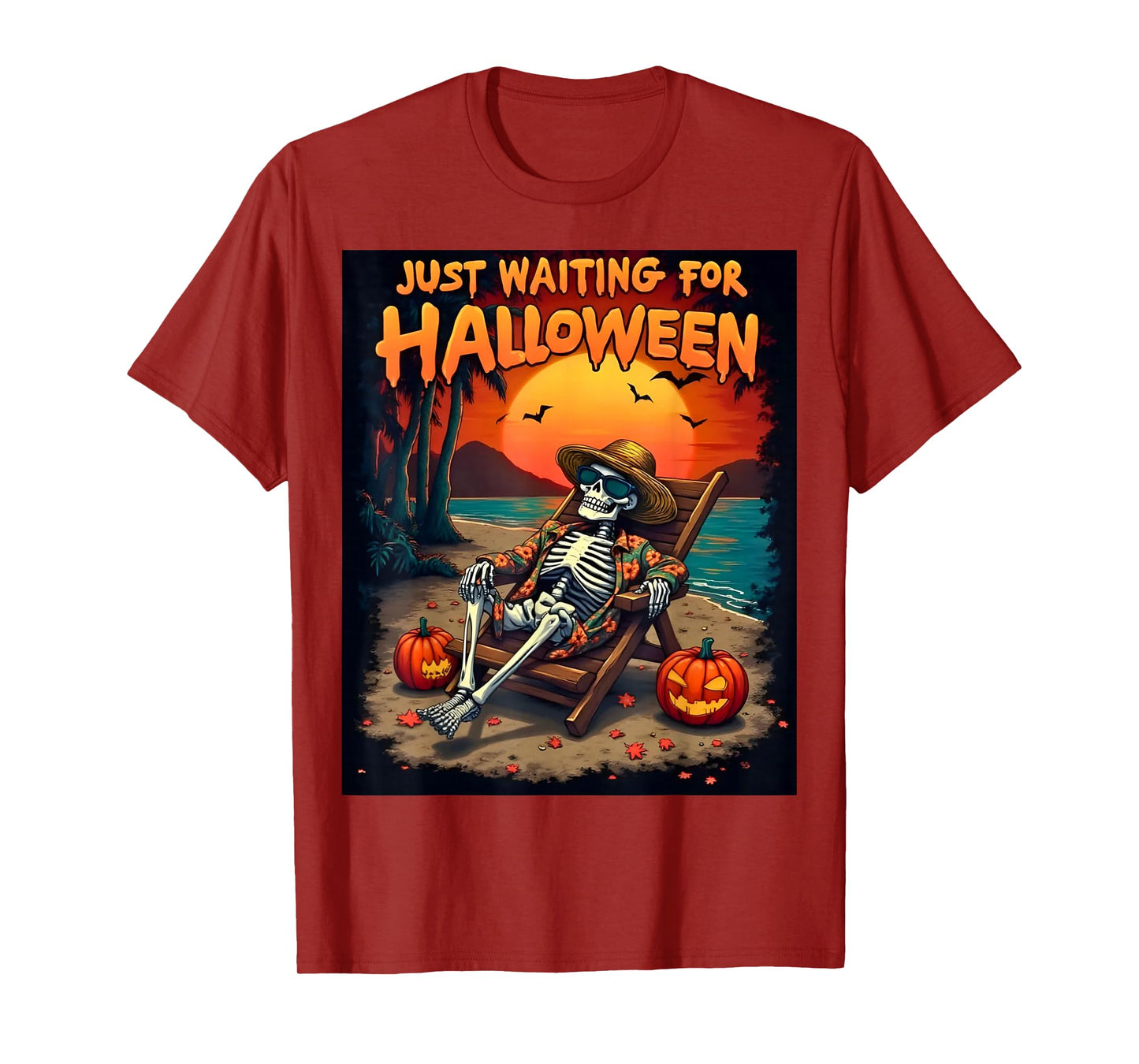 Spooky Summer Skeleton Relaxing and Just Waiting for Hallowe T-Shirt