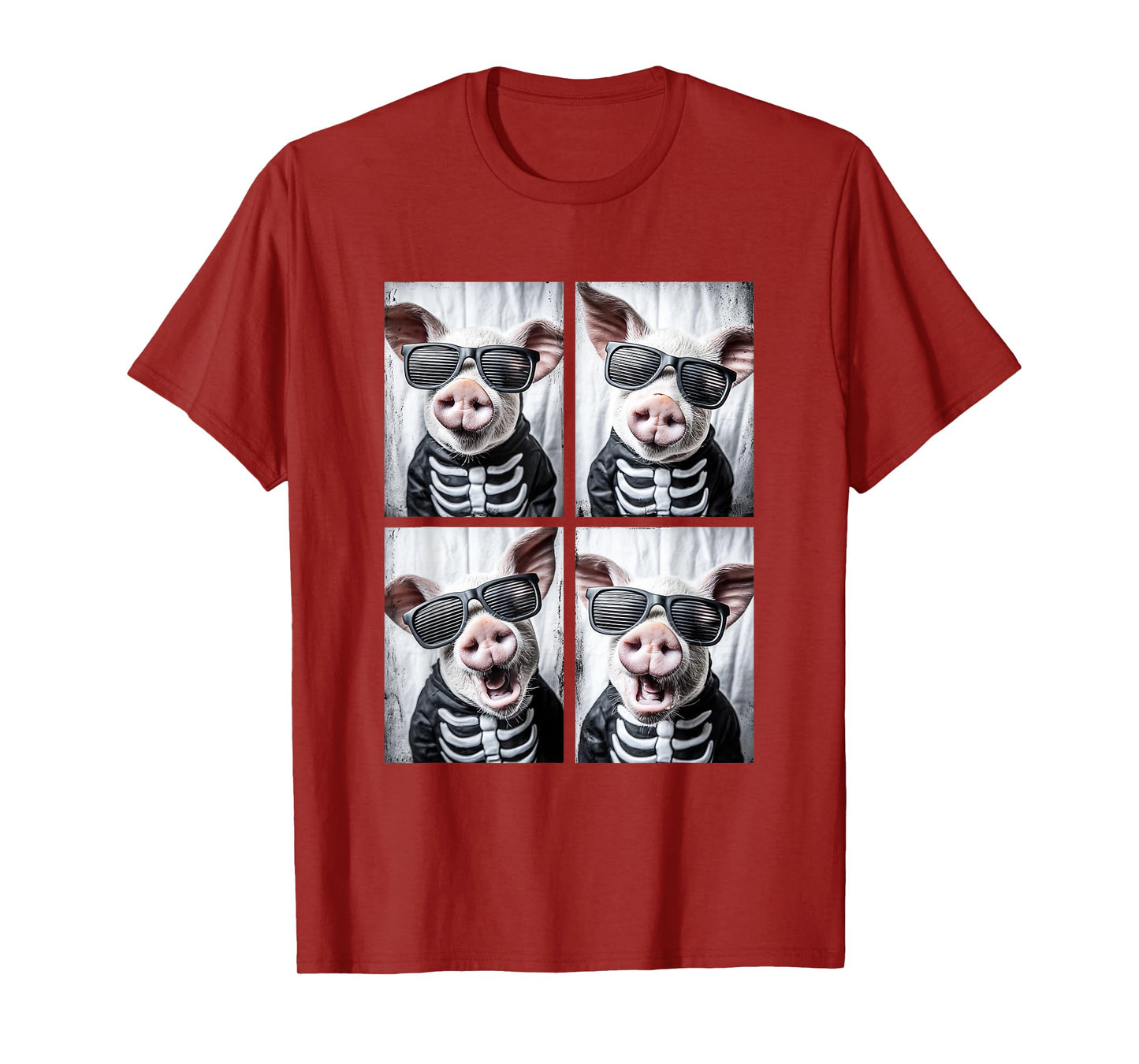 Cute Pigs with Sunglasses Skeleton Costume Funny Halloween T-Shirt