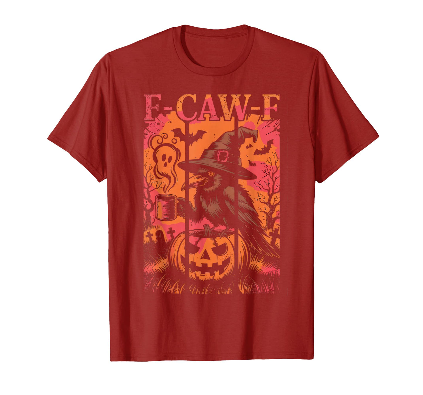F-Caw-F Funny Raven Black Crow Spooky Season Halloween Retro T-Shirt