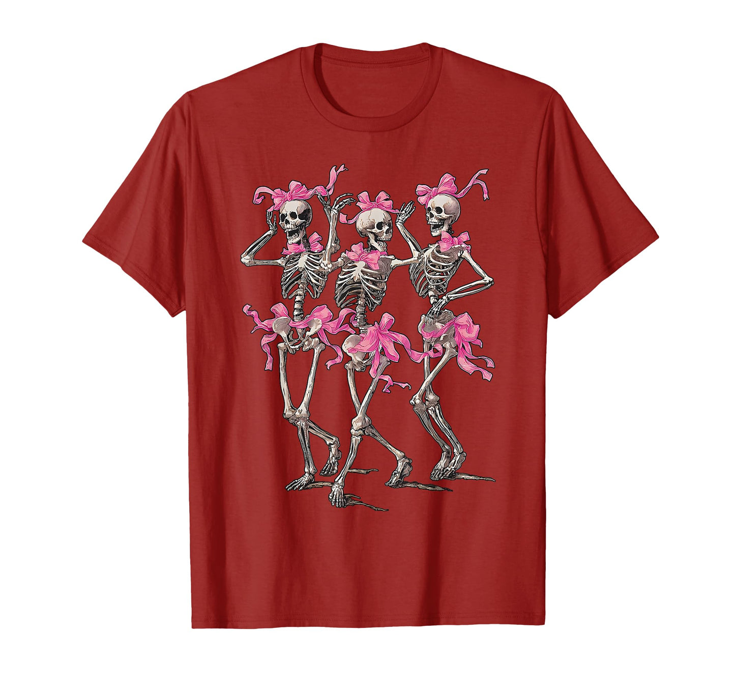 Dancing Skeleton Coquette Pink Bow Shirt Halloween Spooky T-Shirt