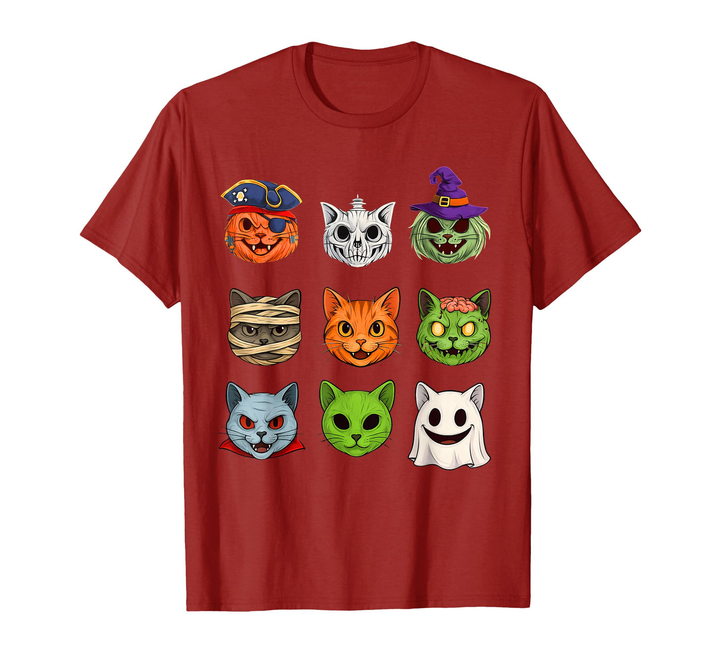 Halloween Cat Skeleton Zombie Mummy Ghost Cat Witch Vampire T-Shirt