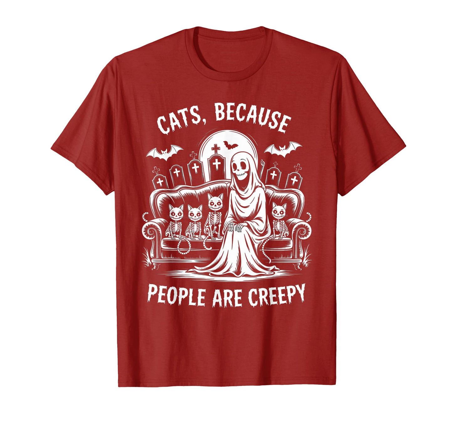 Cats Because People are Creepy Ghost Halloween Cat Mom Kids T-Shirt