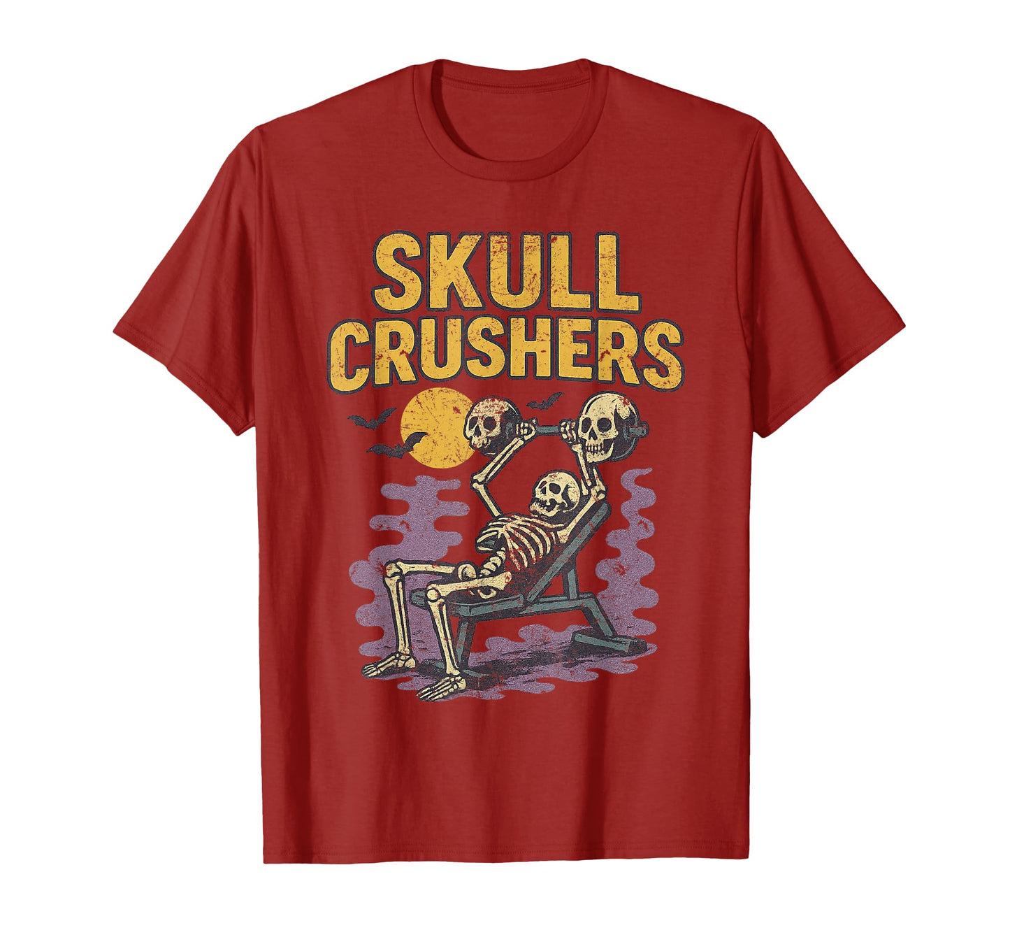 Skull Crushers Skeleton Vintage Halloween 90's Retro Gym T-Shirt