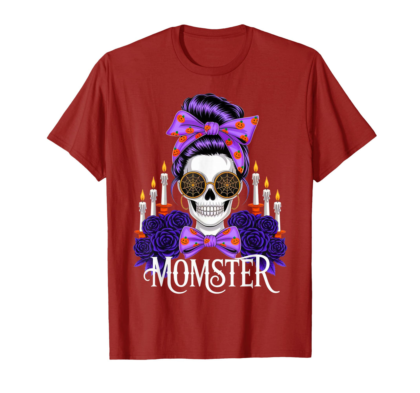 Momster Halloween Costume Skeleton Messy Bun Mother Coffee T-Shirt