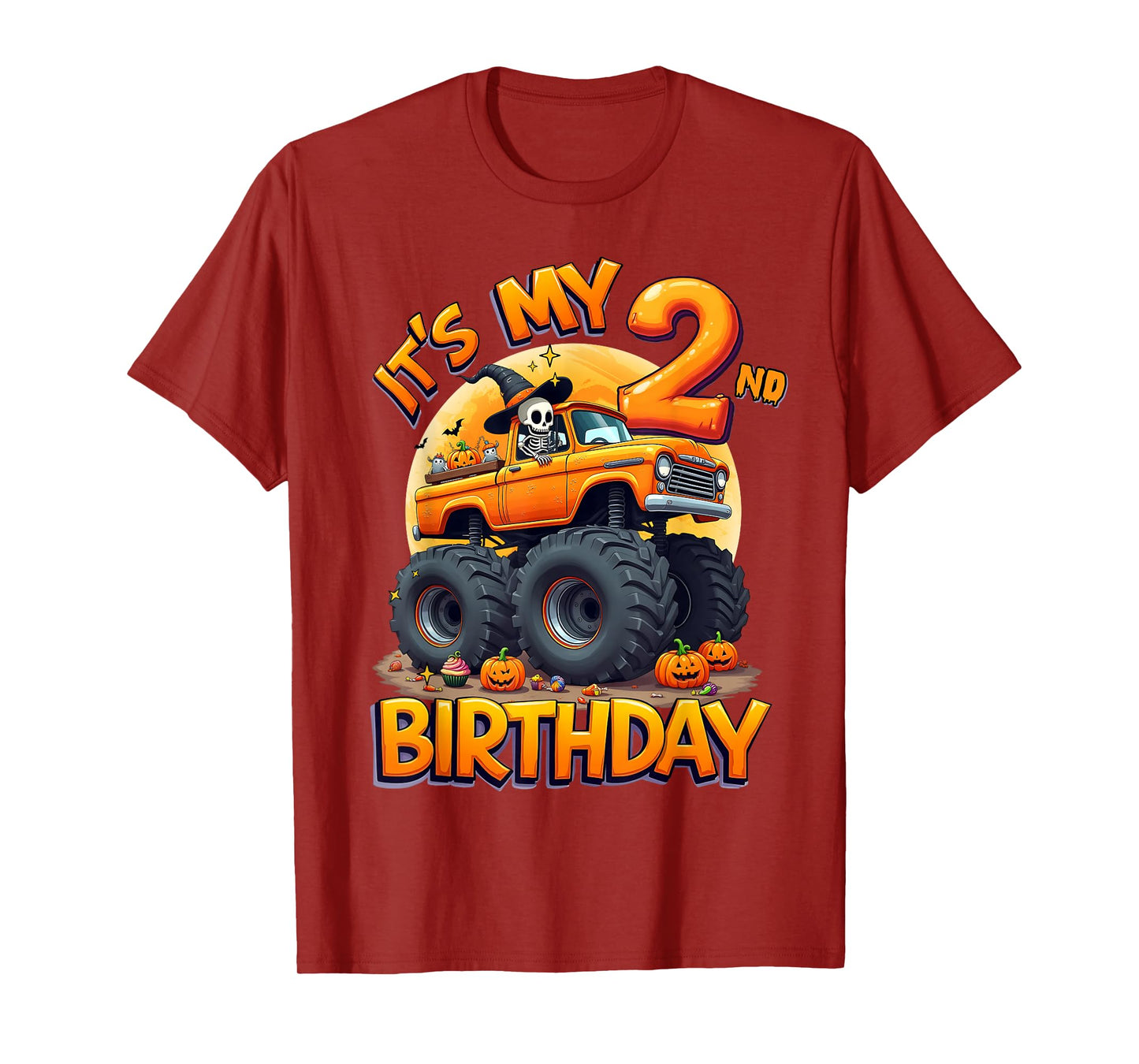 Kids It's My 2nd Birthday Boy Halloween Monster Truck T-Shirt