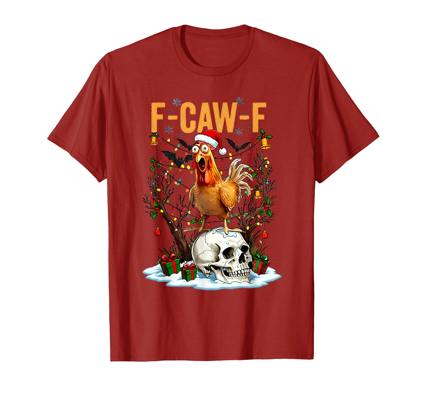 F Caw F Santa Rooster Retro Christmas T-Shirt