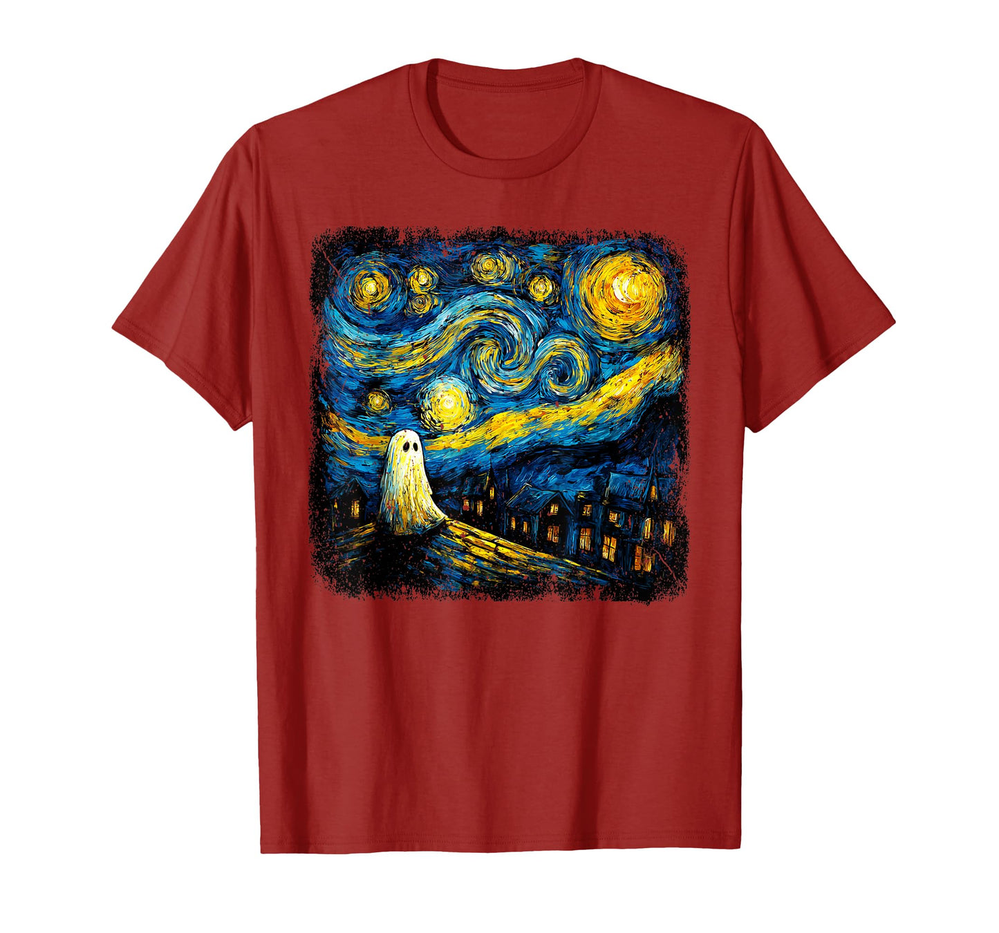 Funny Halloween Boo Sheet Ghost Starry Night Van Gogh Boys T-Shirt
