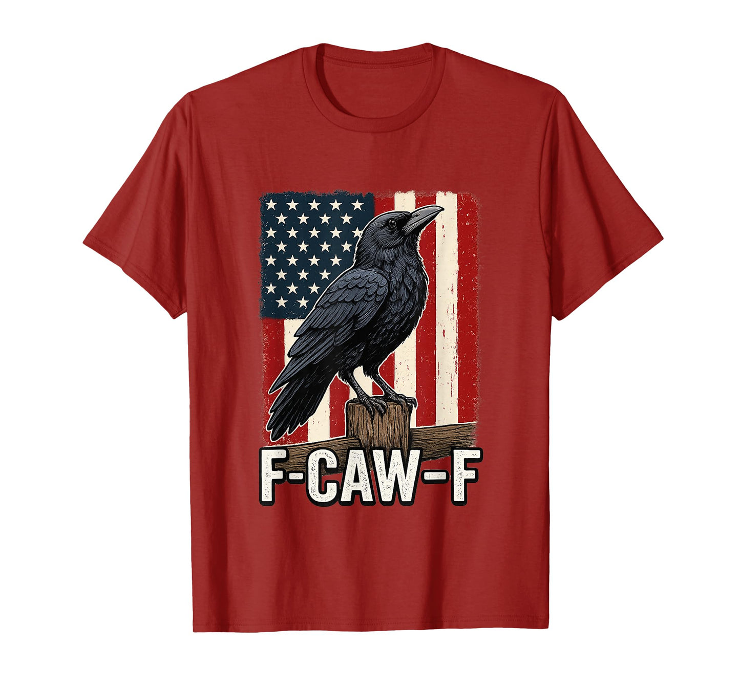 Funny F-CAW-F Crow with USA Flag T-Shirt