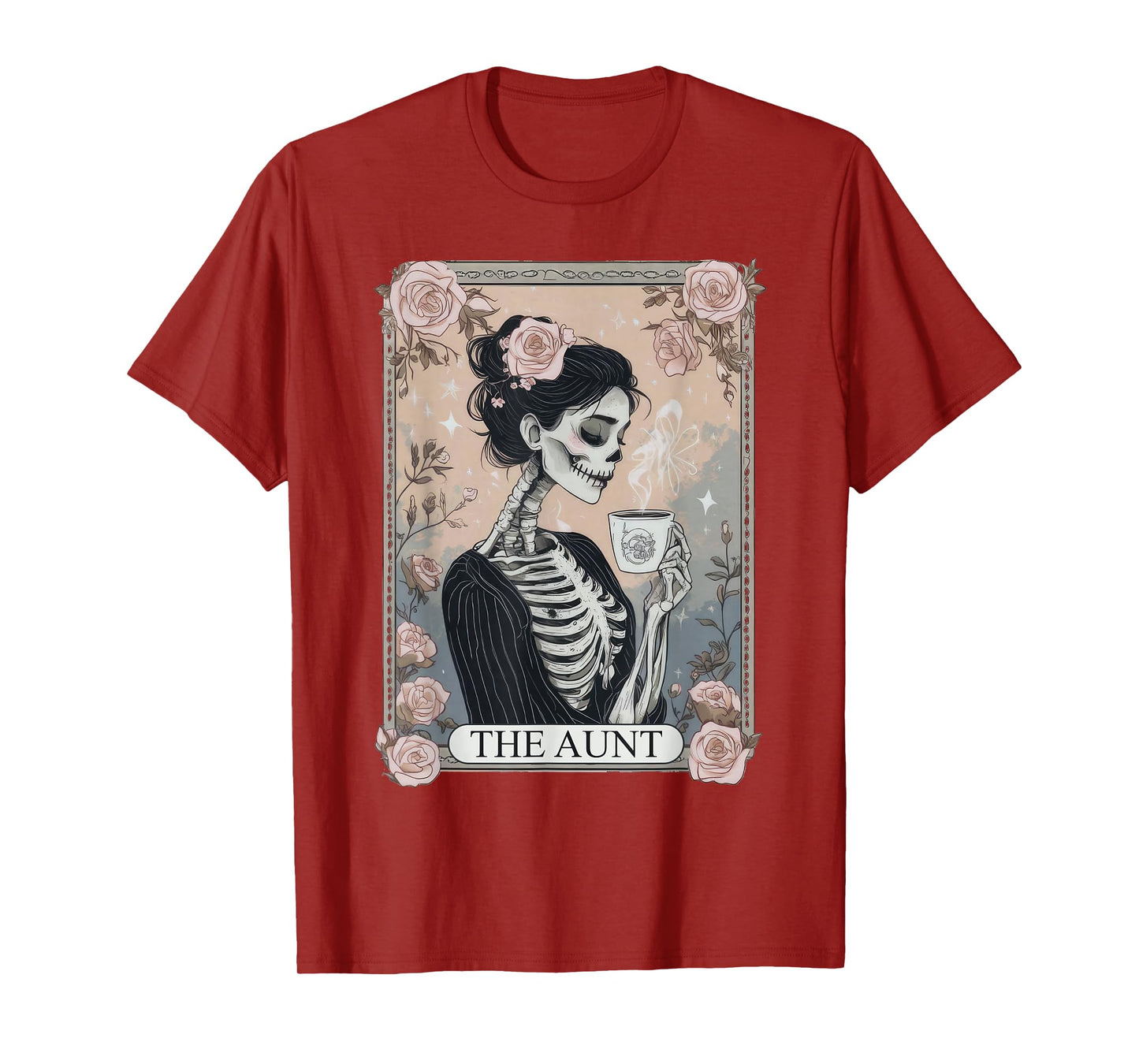 The Aunt Tarot Skeleton Coffee Gothic Halloween Tee T-Shirt