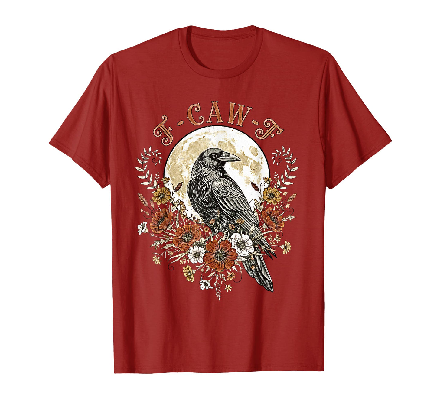 Funny Raven Crow Floral Moon Wildflower Black Bird Saying T-Shirt