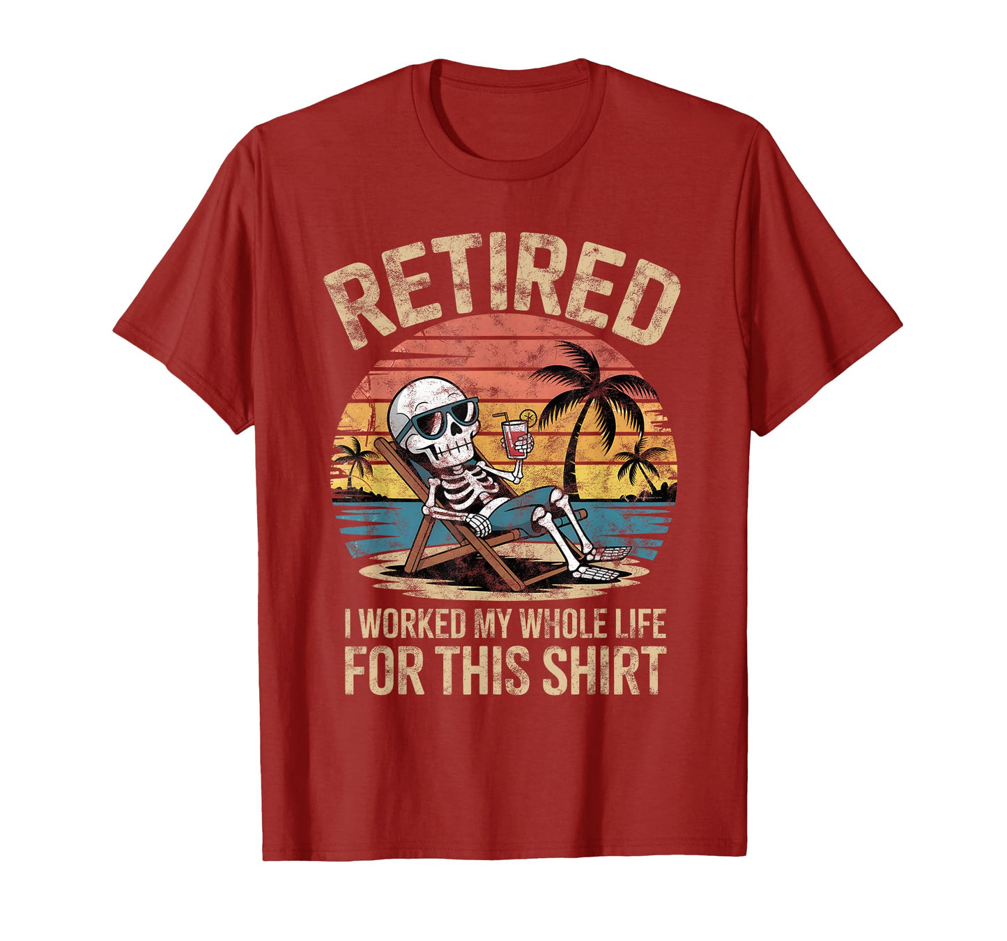 Retro Retired Skeleton Funny Vacation Retirement T-Shirt