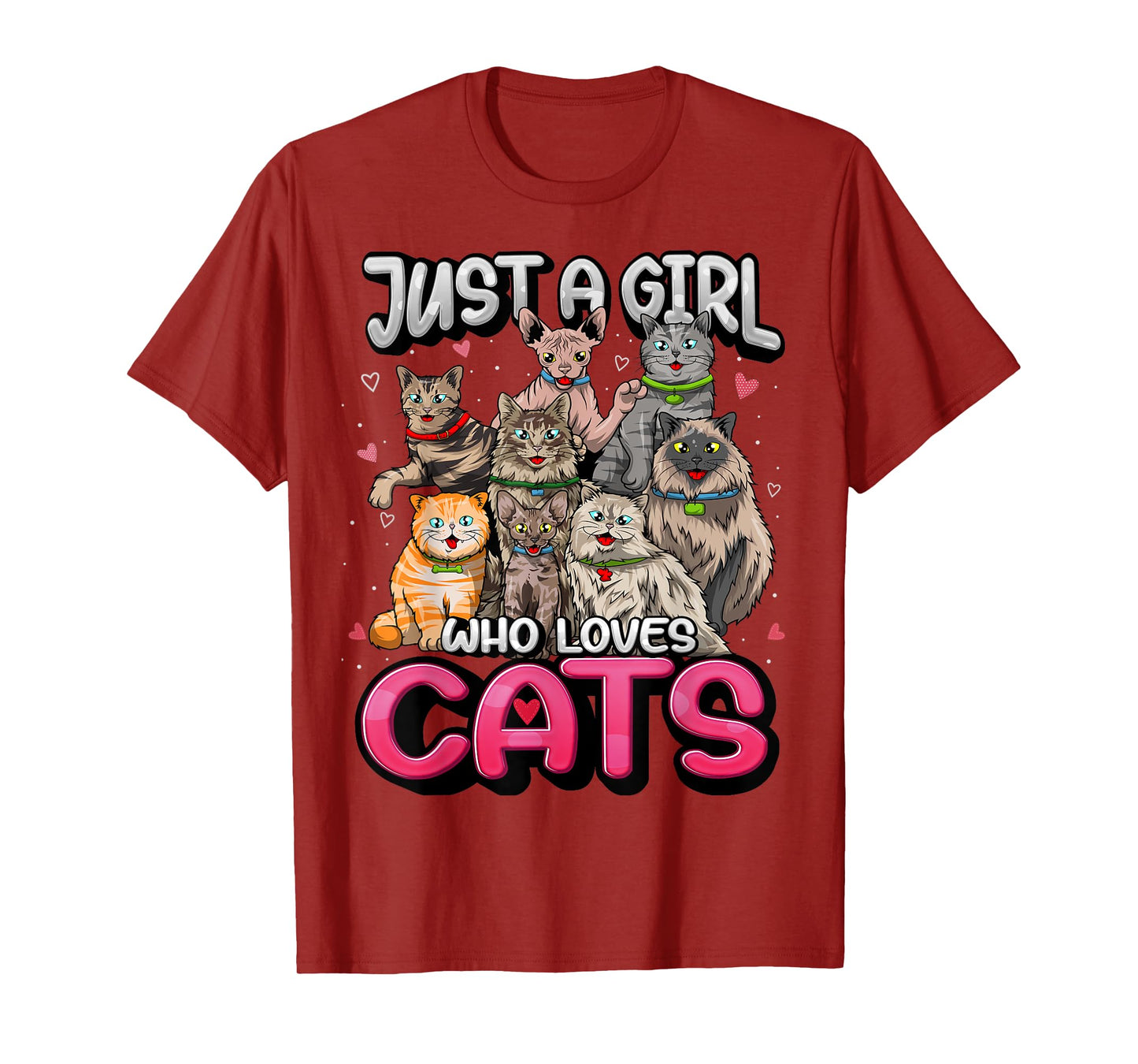 Just A Girl Who Loves Cats Shirt Cute Cat Lover Cat Mom Girl T-Shirt
