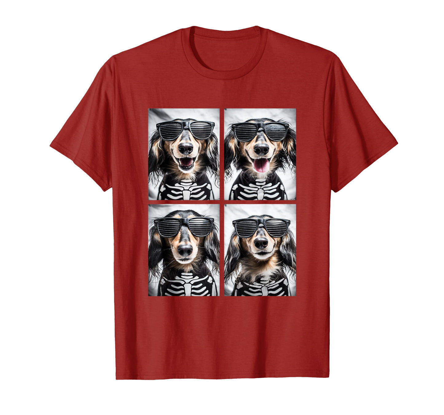 Dachshunds with Sunglasses Skeleton Costume Halloween Dogs T-Shirt