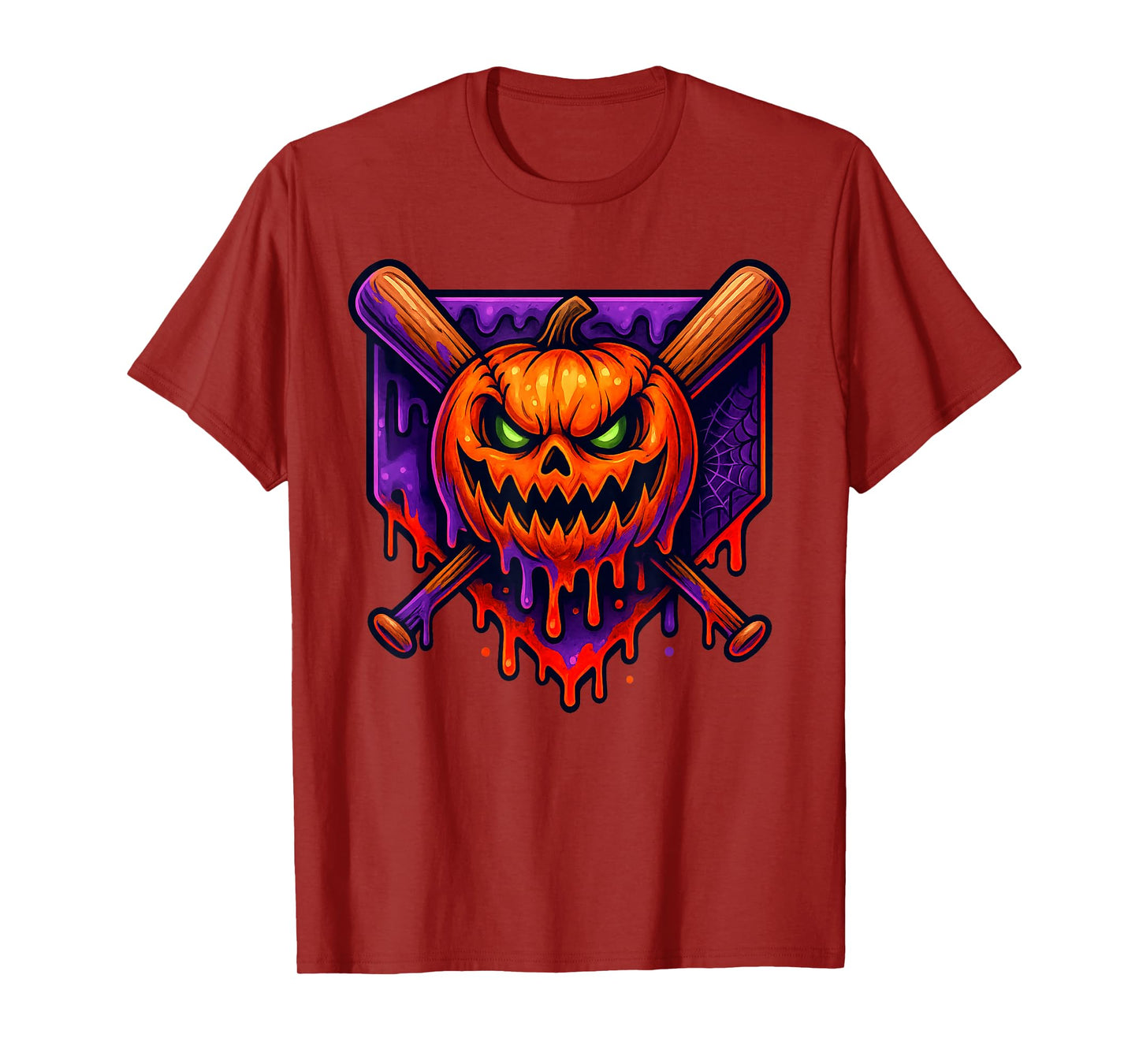 Skeleton Halloween Baseball Ice Cream Drip Spooky Boys Youth T-Shirt