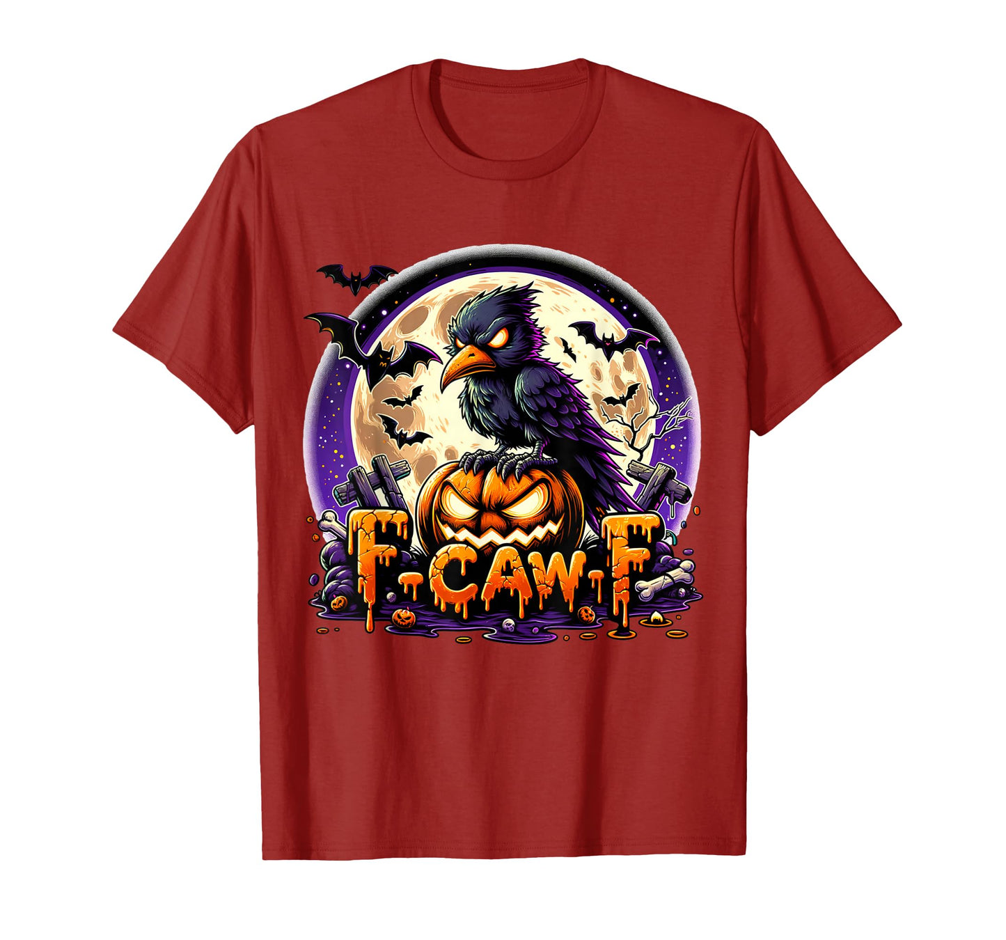 F-CAW-F Crow Funny Offensive Rude Halloween Pumpkin Design T-Shirt
