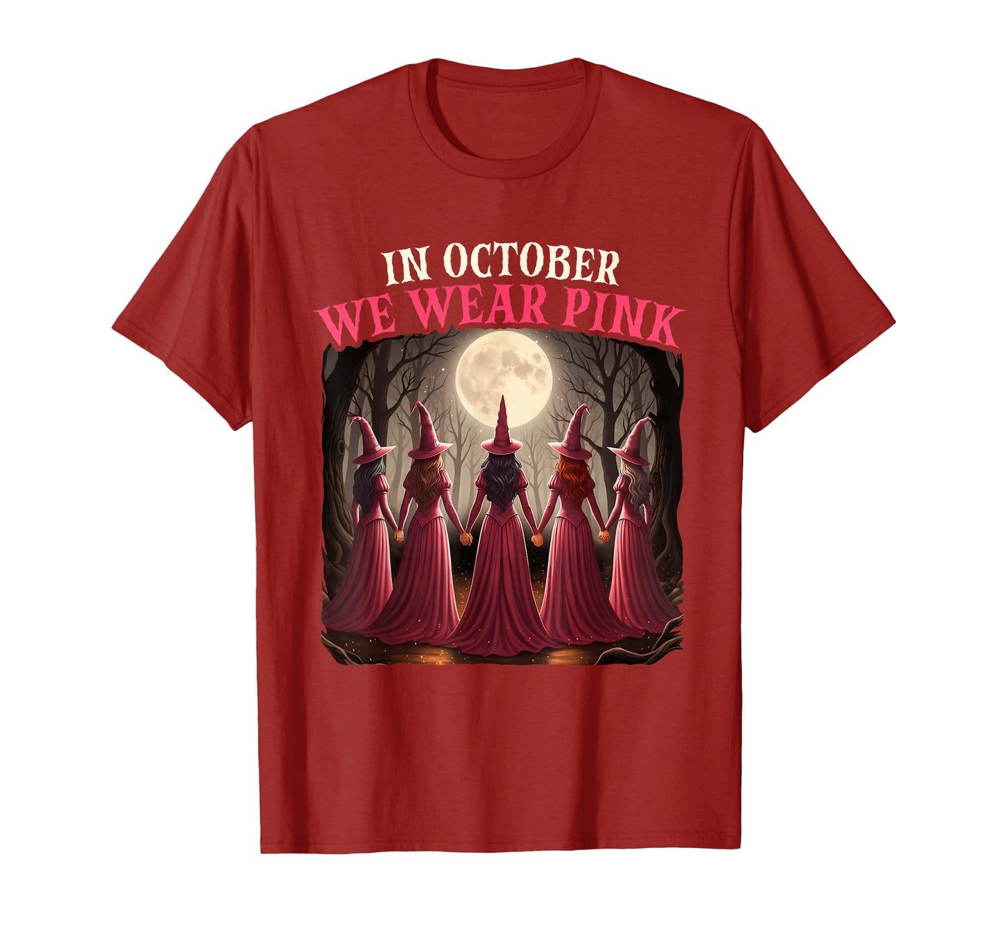 in October We Wear Pink - Halloween Breast Cancer Awerness T-Shirt
