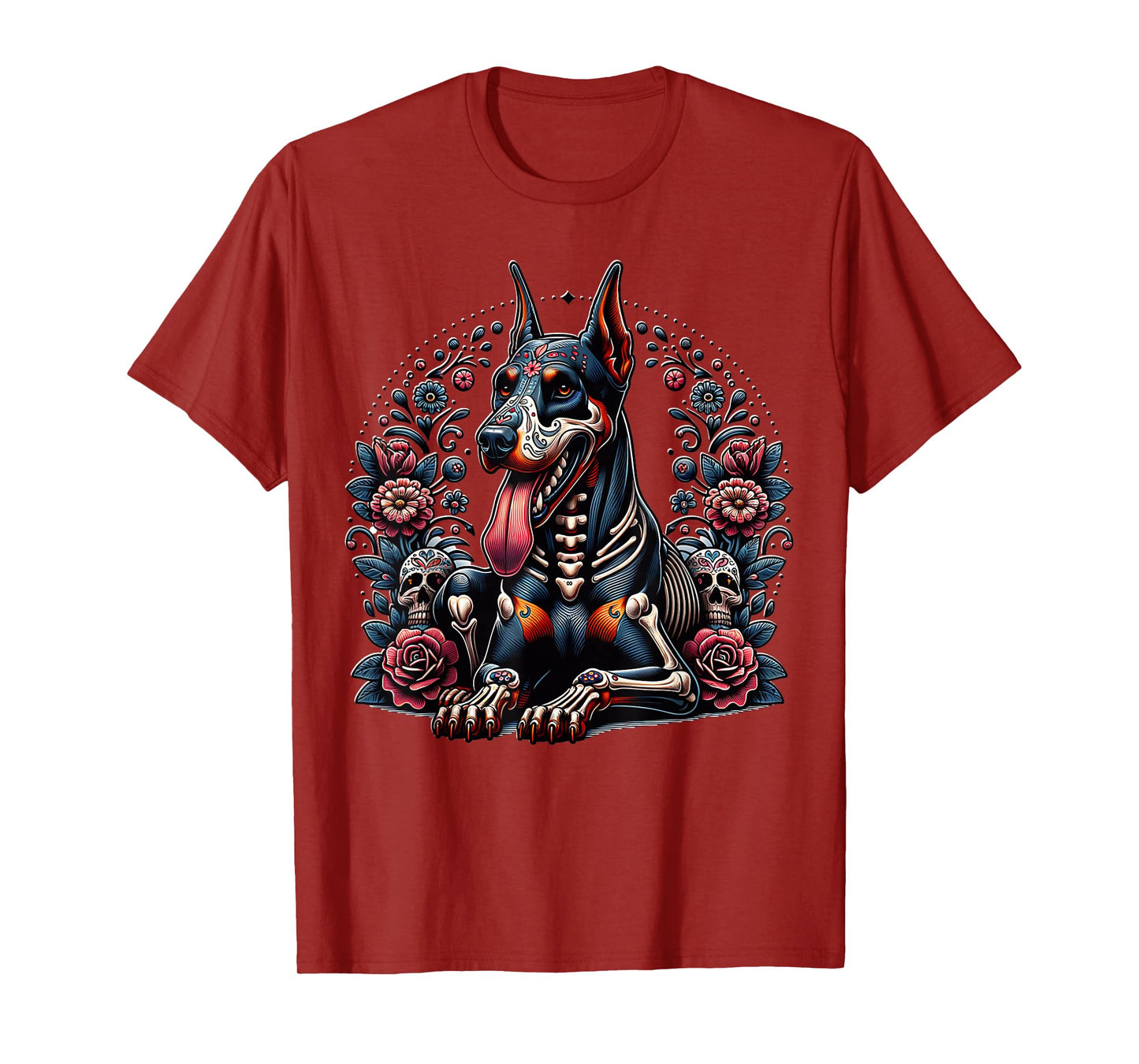 Doberman Dia De Los Muertos Doberman Halloween Dobie T-Shirt