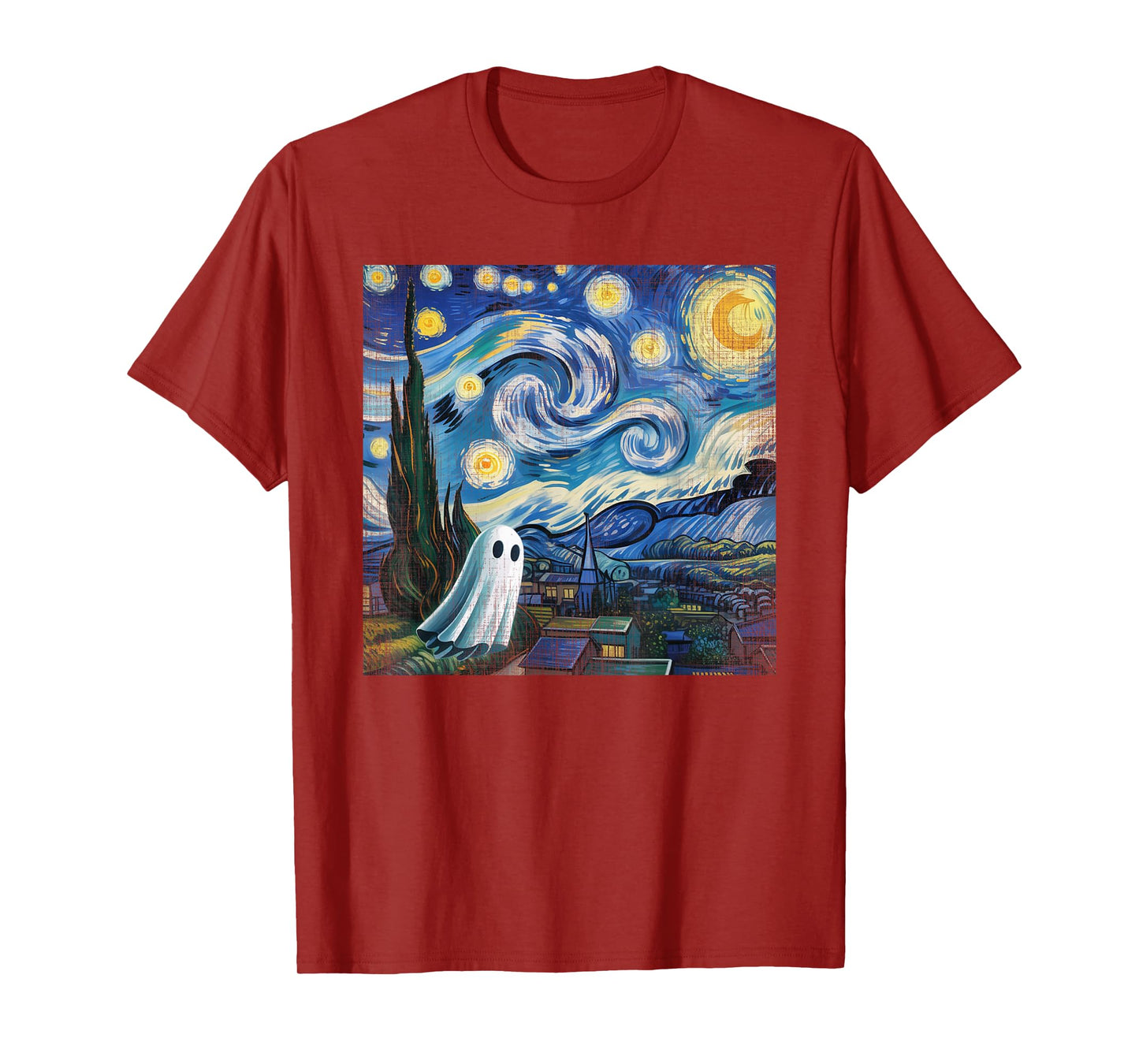 Funny Halloween Boo Sheet Ghost Starry Night Van Gogh Boys T-Shirt