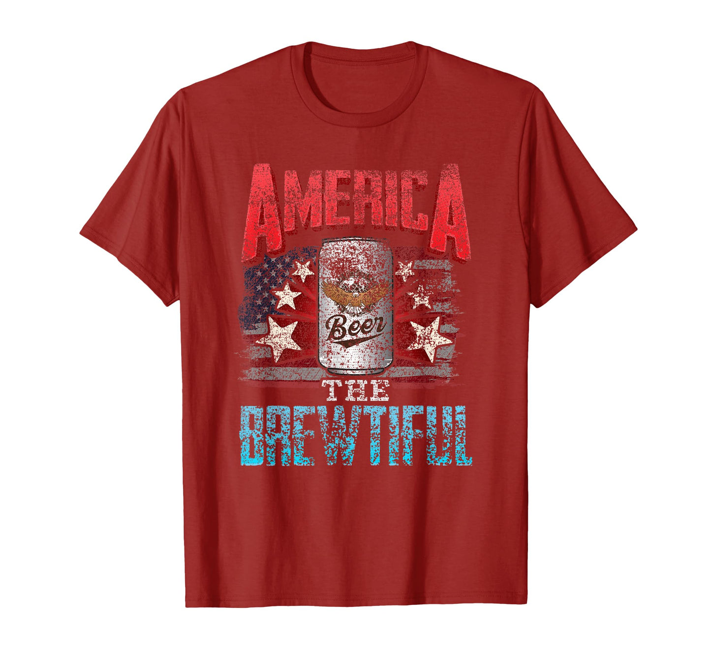 DISTRESSED USA AMERICA THE BREWTIFUL 4th of July American Women Men T-Shirt