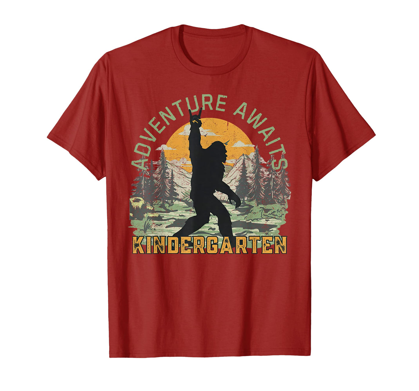 Adventure Awaits Bigfoot Teacher Kindergarten Back To School T-Shirt