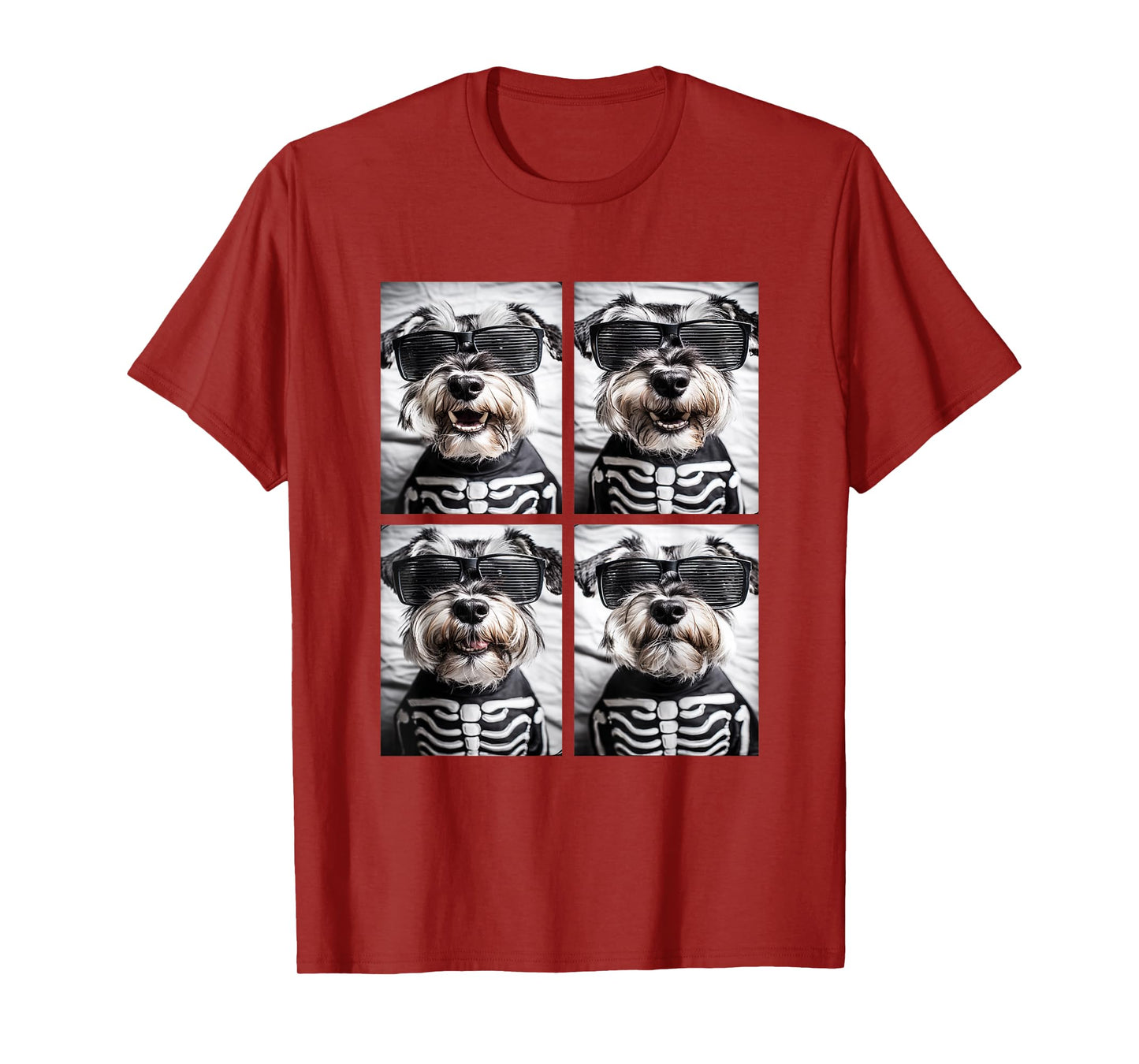 Cute Schnauzers with Sunglasses Halloween Skeleton Costume T-Shirt