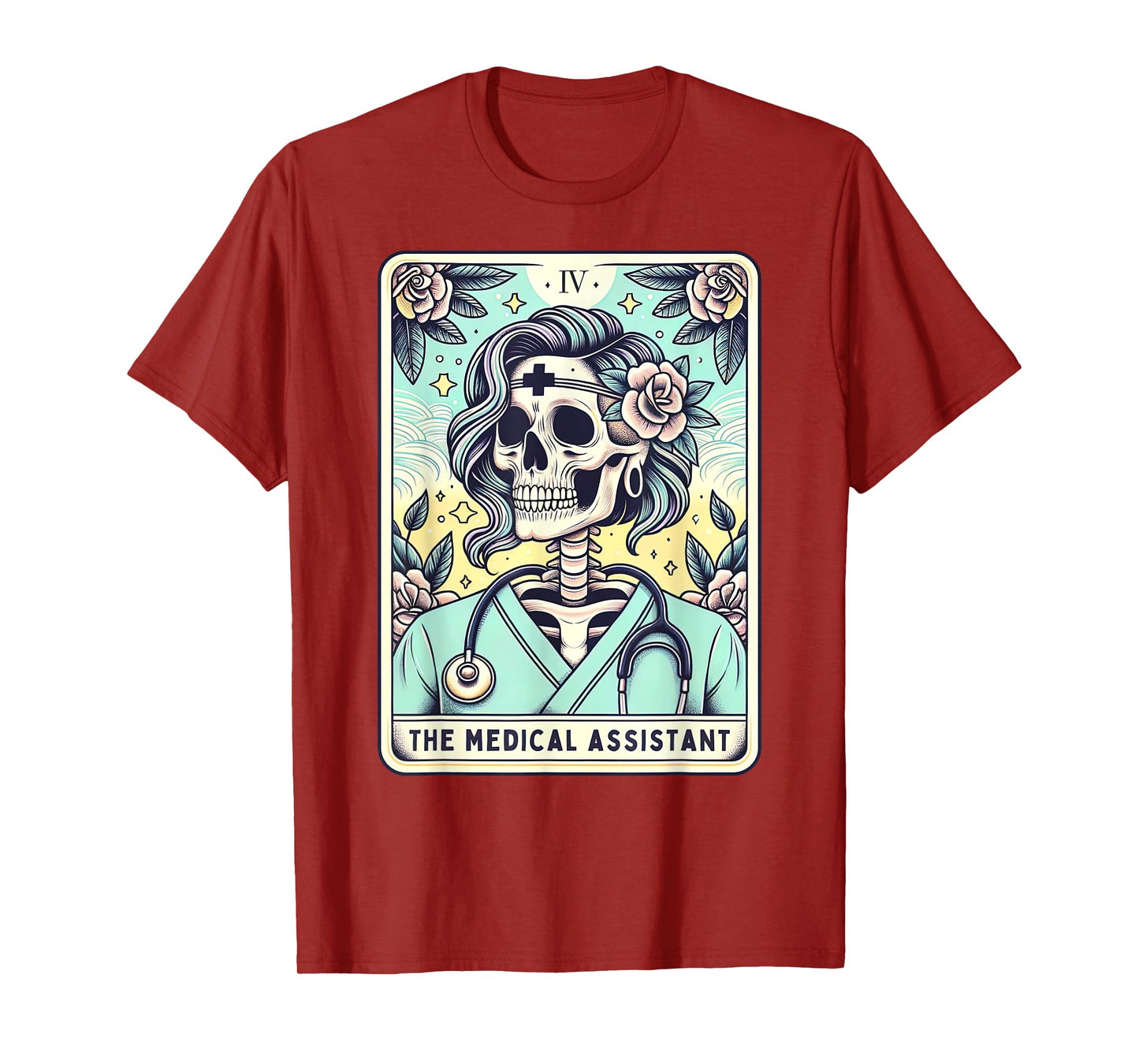 Retro Medical Assistant Tarot Card Skeleton CMA Nurse Witch T-Shirt
