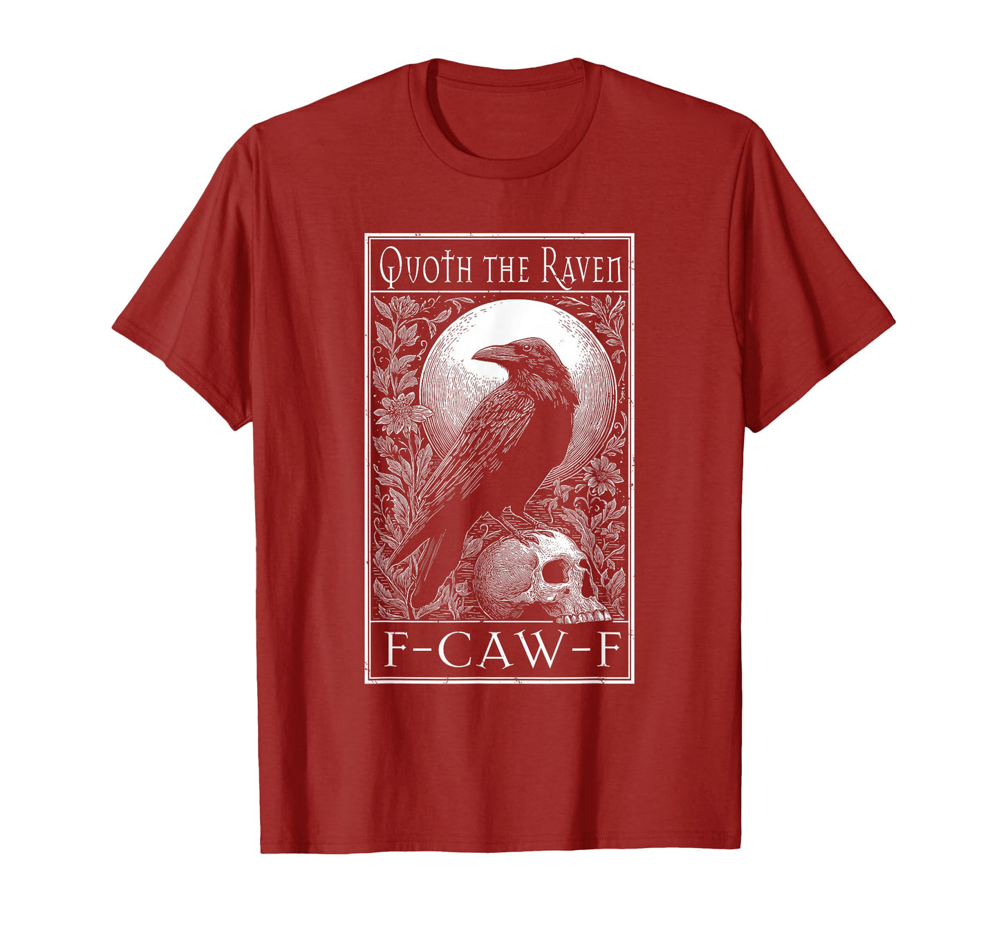 Funny F-Caw-F Raven and Skull Gothic Horror Halloween Humor T-Shirt