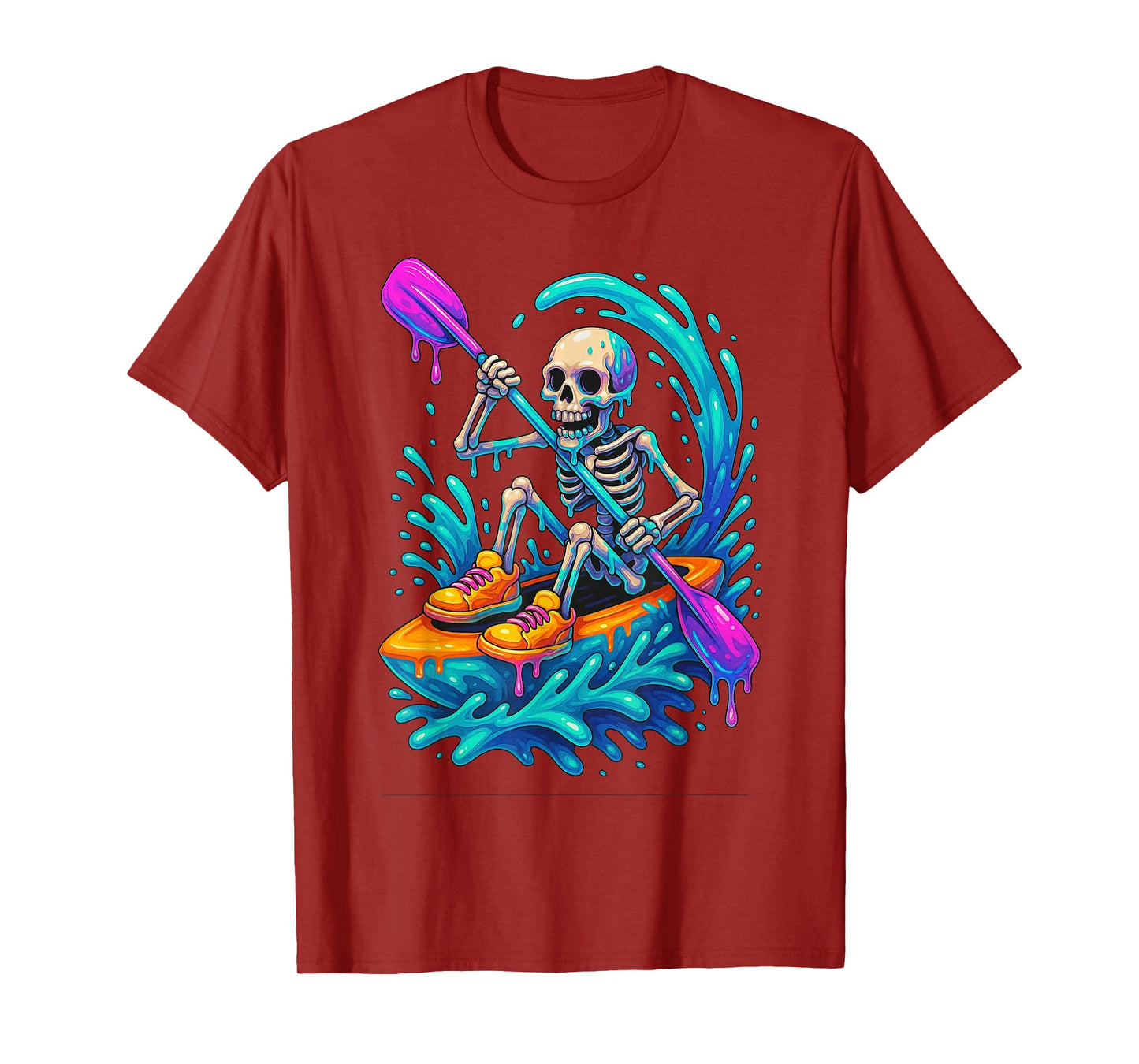 Kayaking Skeleton Drip Kayak Canoe Ice Cream Drip T-Shirt
