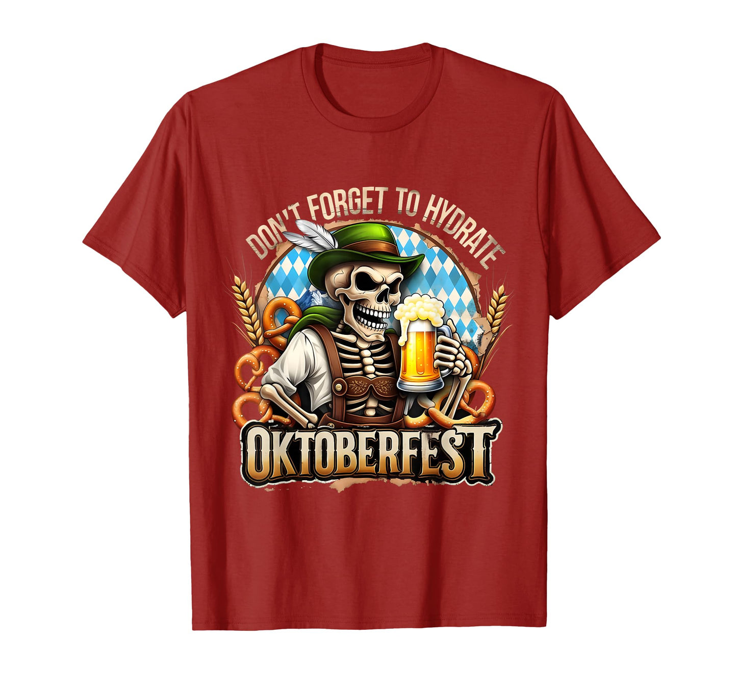 Oktoberfest Skeleton Funny Beer Drinking Hydrate T-Shirt