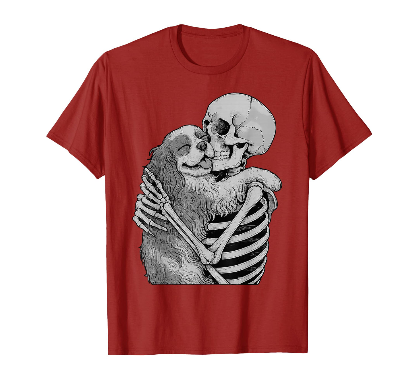 Cavalier King Charles Spaniel Skeleton Hug Halloween Dog T-Shirt