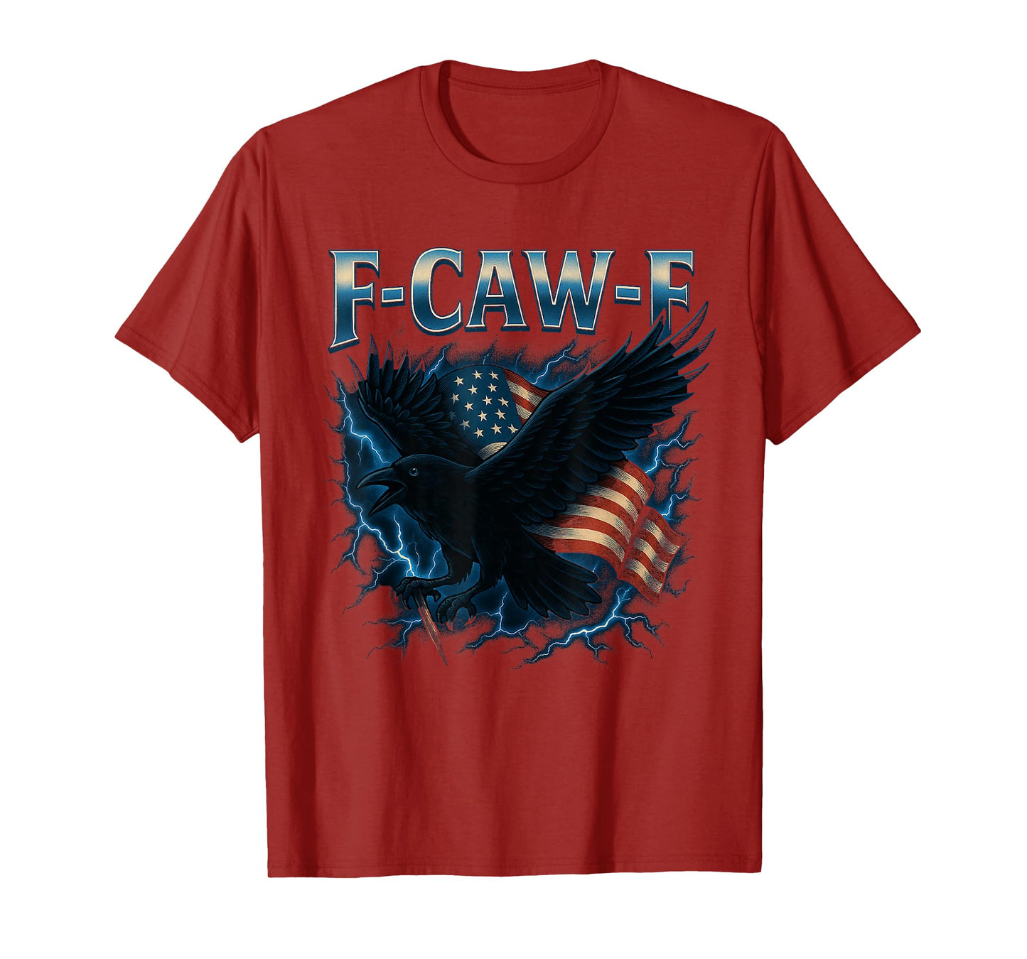 F-Caw-F Black Crow Dark Raven Retro USA Flag Vintage FCawF T-Shirt