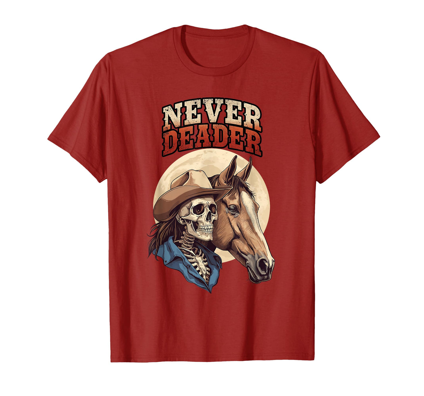 Halloween Spooky Rider Riding Horse Western Skeleton Cowboy T-Shirt