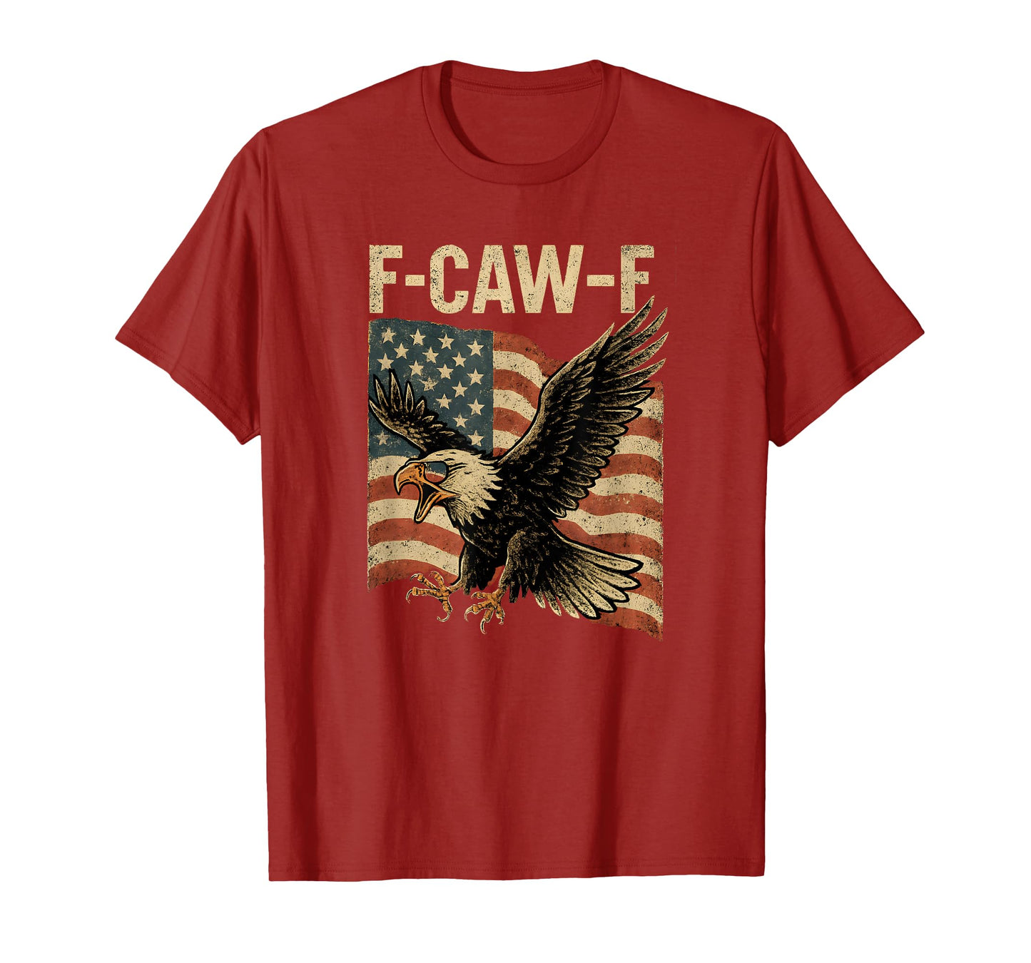 F Caw F Bald Eagle Bird American Flag Vintage 4th of July T-Shirt