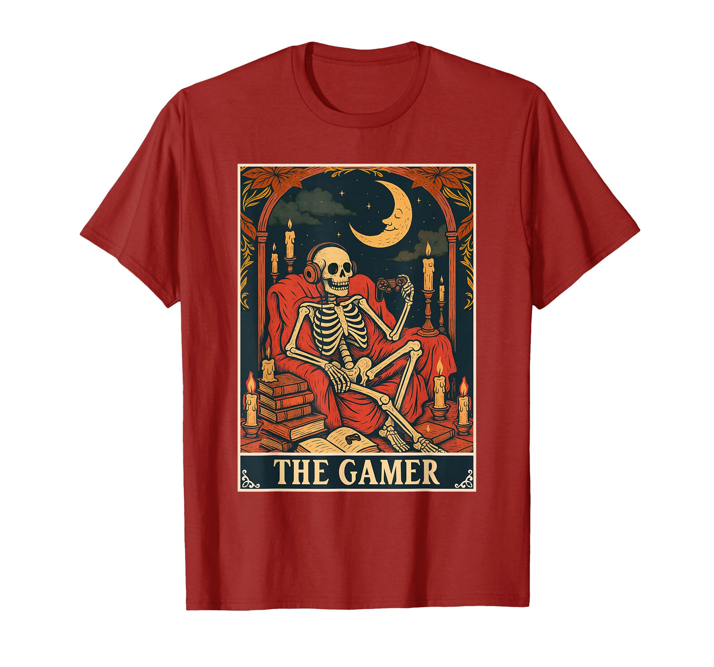 The Gamer Tarot Card Gaming Lover Gamer Skeleton Funny T-Shirt